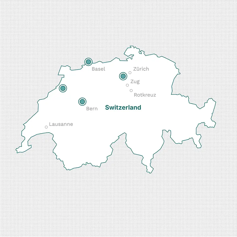 Map of Switzerland showing Weyrauch Pharma production sites